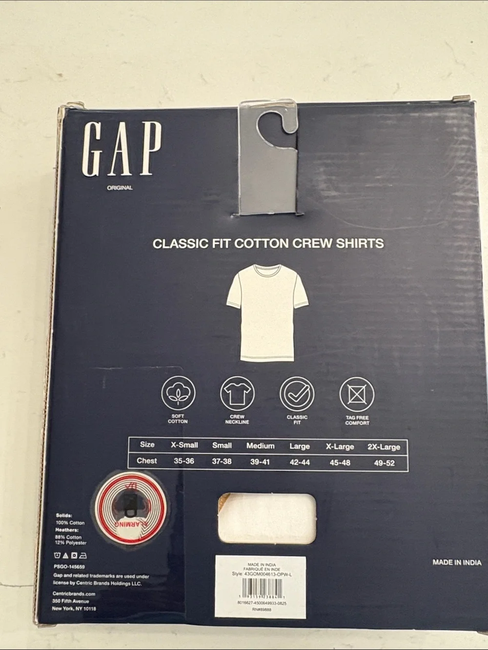 GAP White Cotton Crew Shirts - 3 Pack